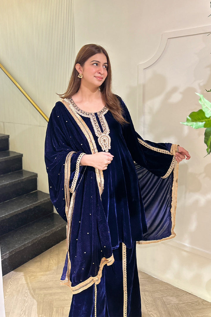 Deep Blue A-Line Kurta Set
