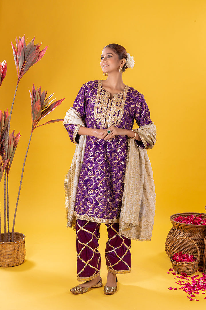 Rangreza Purple Kurta Set With Dupatta