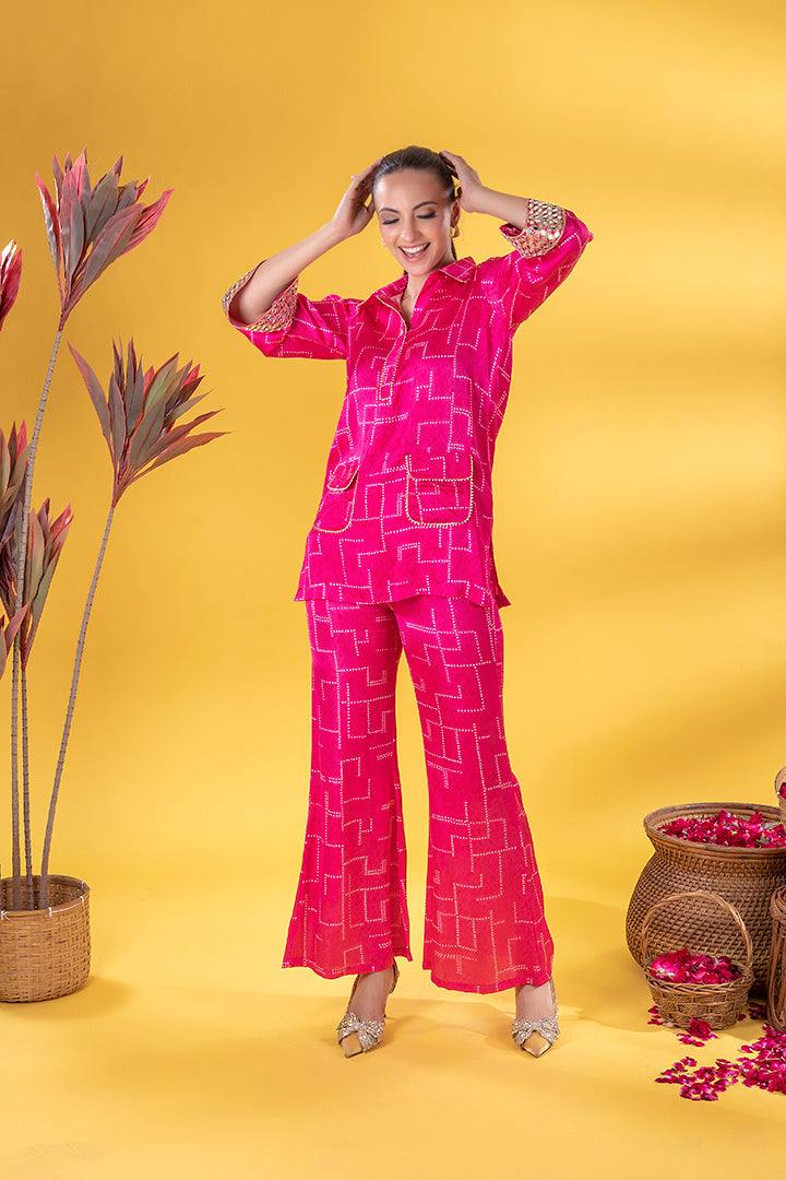 Gulabi Bandhani Co-ord