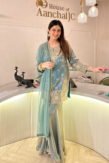 Aqua Elegance Sharara Set - 3 pc Set