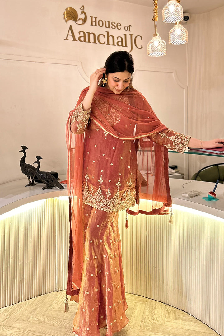 Terracota Bloom Sharara Ensemble - 3 pc Set