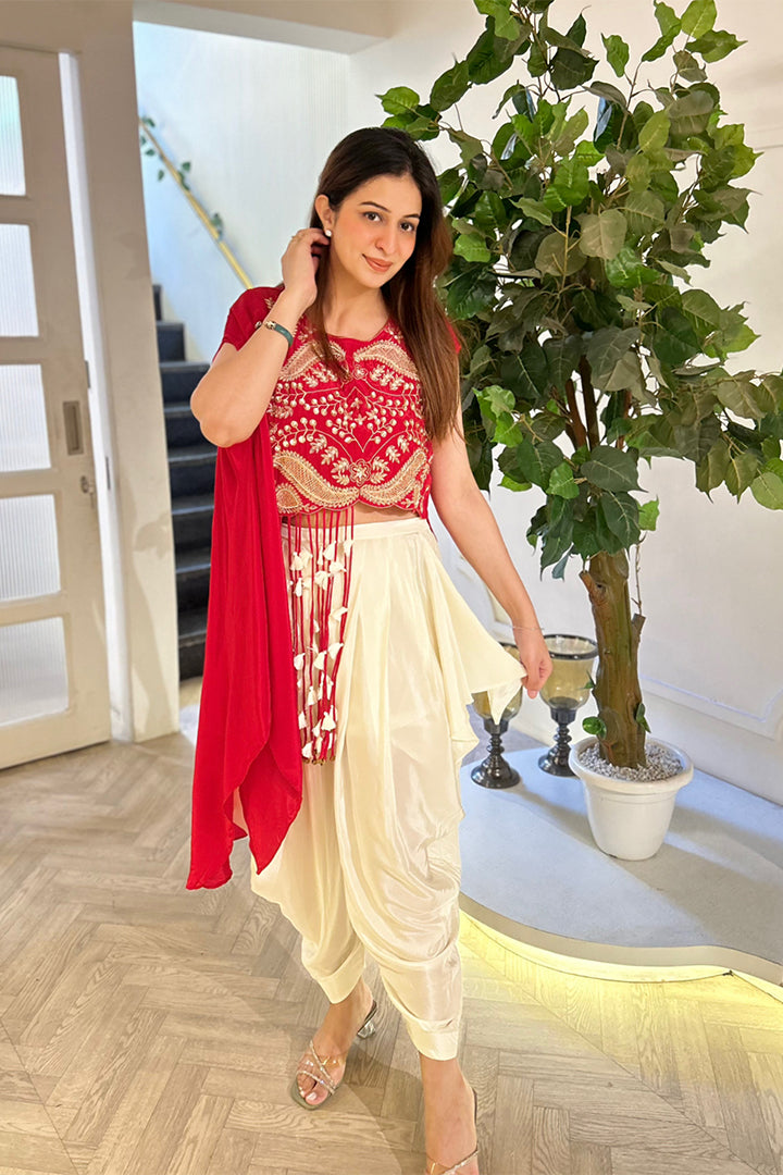 Crimson Regal Dhoti Co-ord