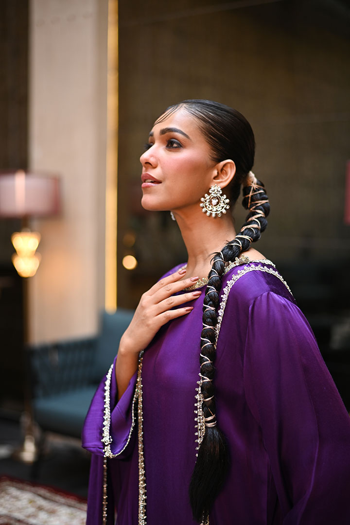 Sufi Purple Suit set With Dupatta