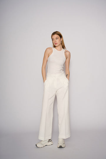 HER Pleated Pants White
