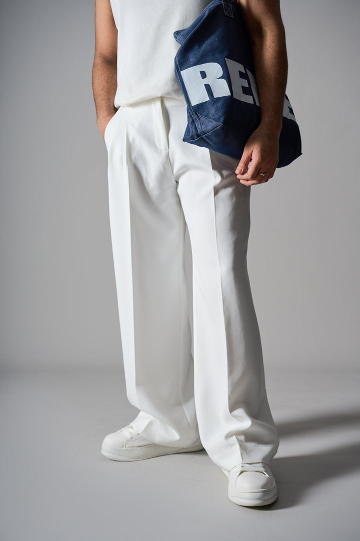 HIS Pleated Pants White